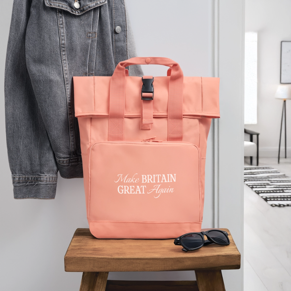 Roll Top Backpack with Two Handles - chintz rose