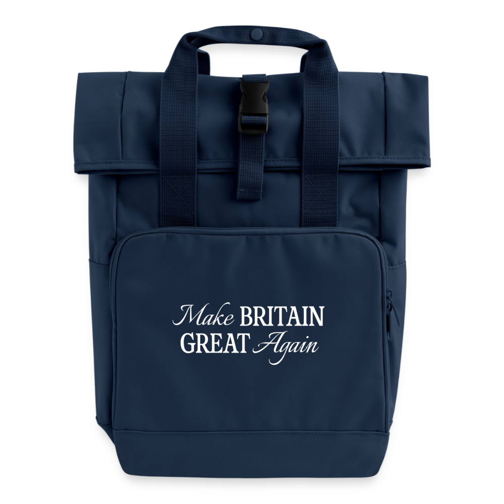 Roll Top Backpack with Two Handles - navy