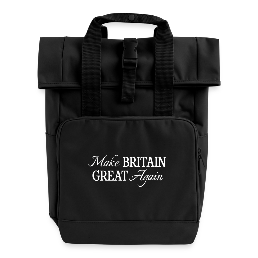Roll Top Backpack with Two Handles - black