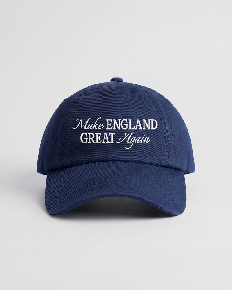 Navy MEGA England baseball cap, front view