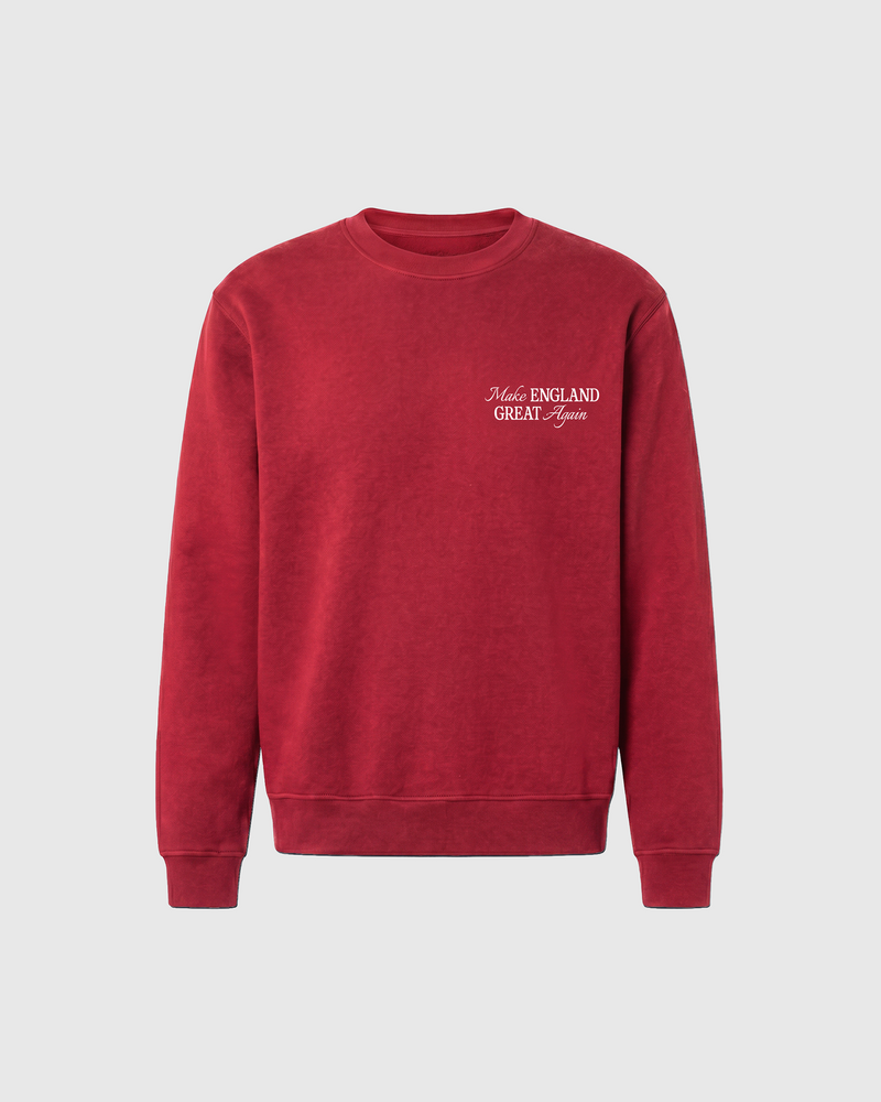 Red MEGA England sweatshirt, front view